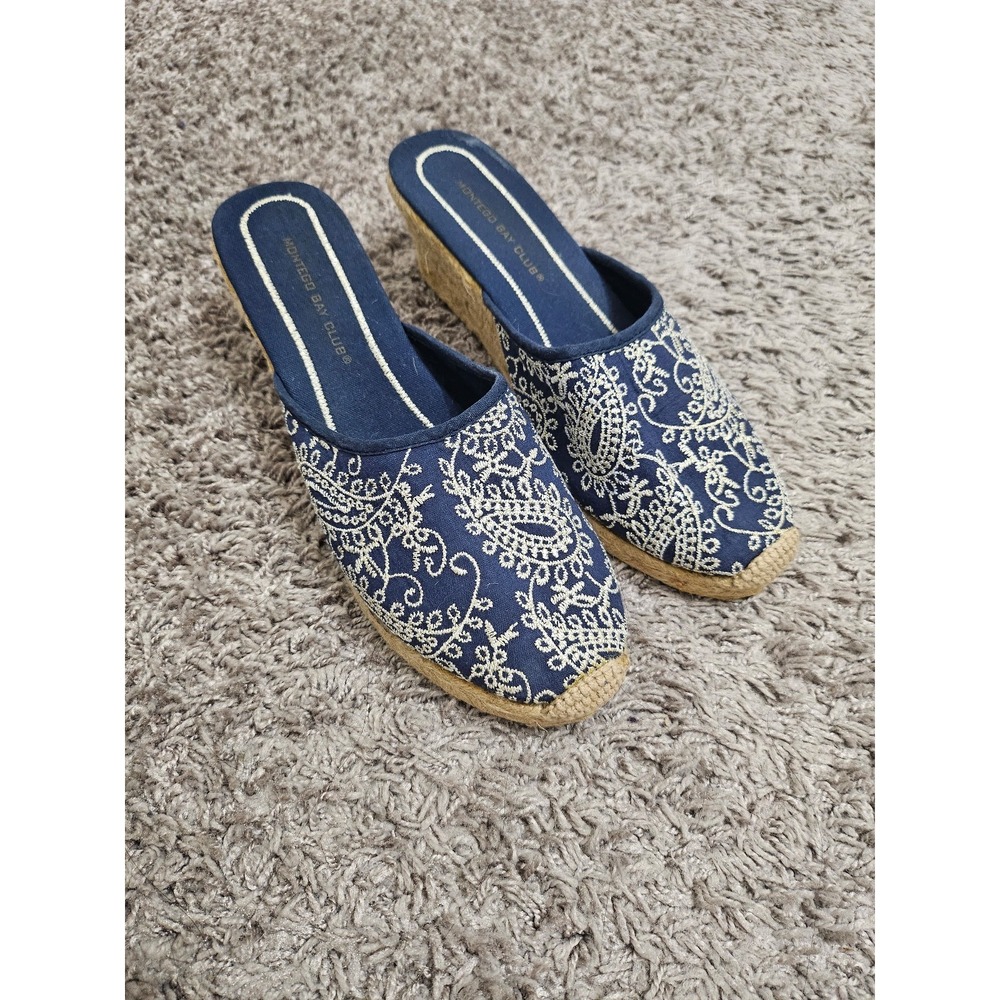 Montego‎ Bay Club Embroidered Close-toes Wedge Size 6.5